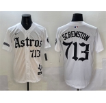 Men's Houston Astros #713 Screwston White Gothic 'Houston Born Barrio Raised' Limited Stitched Baseball Jersey