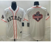 Men's Houston Astros Big Logo 2023 White Gold World Serise Champions Patch Cool Base Stitched Jersey