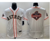 Men's Houston Astros Big Logo 2023 White Gold World Serise Champions Patch Flex Base Stitched Jersey