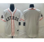 Men's Houston Astros Blank 2023 White Gold World Serise Champions Patch Cool Base Stitched Jersey