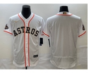 Men's Houston Astros Blank 2023 White Gold World Serise Champions Patch Flex Base Stitched Jersey