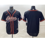 Men's Houston Astros Blank Black With Patch Cool Base Stitched Baseball Jersey