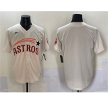 Men's Houston Astros Blank Cream Throwback Cooperstown Collection Limited Stitched Baseball Jersey