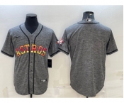 Men's Houston Astros Blank Grey With Patch Cool Base Stitched Baseball Jersey