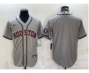 Men's Houston Astros Blank Grey With Patch Stitched MLB Cool Base Nike Jersey