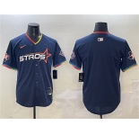 Men's Houston Astros Blank Navy 2025 City Connect With Texas Patch Limited Stitched Baseball Jersey