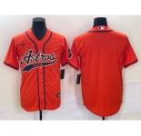 Men's Houston Astros Blank Number Orange With Patch Cool Base Stitched Baseball Jersey