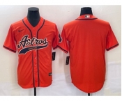 Men's Houston Astros Blank Number Orange With Patch Cool Base Stitched Baseball Jersey