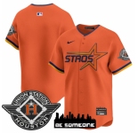 Men's Houston Astros Blank Orange 2025 City Connect Limited Stitched Baseball Jersey