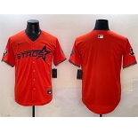 Men's Houston Astros Blank Orange 2025 City Connect With Texas Patch Limited Stitched Baseball Jersey