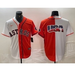 Mens Houston Astros Blank Orange White Split Stitched Baseball Jersey
