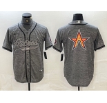 Men's Houston Astros Gray Team Big Logo With Patch Cool Base Stitched Baseball Jersey