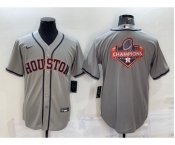 Men's Houston Astros Grey Champions Big Logo Stitched MLB Cool Base Nike Jersey