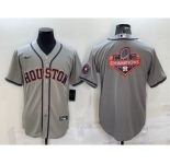 Men's Houston Astros Grey Champions Big Logo With Patch Stitched MLB Cool Base Nike Jersey