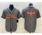 Men's Houston Astros Grey Gridiron Team Big Logo Cool Base Stitched Baseball Jersey