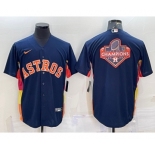 Men's Houston Astros Navy Blue Champions Big Logo Stitched MLB Cool Base Nike Jersey