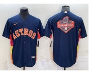 Men's Houston Astros Navy Blue Champions Big Logo Stitched MLB Cool Base Nike Jersey
