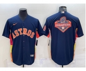 Men's Houston Astros Navy Blue Champions Big Logo With Patch Stitched MLB Cool Base Nike Jersey
