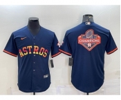 Men's Houston Astros Navy Blue Rainbow Champions Big Logo Stitched MLB Cool Base Nike Jersey
