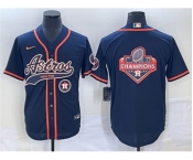 Men's Houston Astros Navy Team Big Logo With Patch Cool Base Stitched Baseball Jersey1