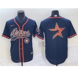 Men's Houston Astros Navy Team Big Logo With Patch Cool Base Stitched Baseball Jersey2