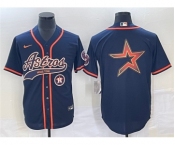 Men's Houston Astros Navy Team Big Logo With Patch Cool Base Stitched Baseball Jersey2