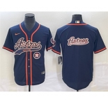 Men's Houston Astros Navy Team Big Logo With Patch Cool Base Stitched Baseball Jersey3