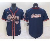 Men's Houston Astros Navy Team Big Logo With Patch Cool Base Stitched Baseball Jersey3