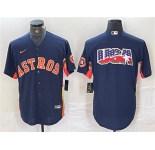 Men's Houston Astros Navy Team Big Logo With Patch Cool Base Stitched Baseball Jersey