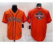 Men's Houston Astros Orange Champions Big Logo With Patch Stitched MLB Cool Base Nike Jersey