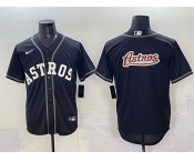 Men's Houston Astros Team Big Logo Black Lights Out Limited Stitched Baseball Jersey