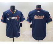 Men's Houston Astros Team Big Logo Navy 2025 City Connect With Texas Patch Limited Stitched Baseball Jersey