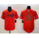 Mens Houston Astros Team Big Logo Orange 2025 City Connect With Texas Patch Limited Stitched Baseball Jersey