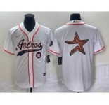 Men's Houston Astros White Team Big Logo Cool Base Stitched Baseball Jersey1