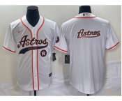 Men's Houston Astros White Team Big Logo Cool Base Stitched Baseball Jersey2