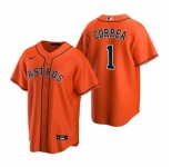 Men's Nike Houston Astros #1 Carlos Correa Orange Alternate Stitched Baseball Jersey