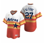 Men's Nike Houston Astros #27 Jose Altuve White Orange Cooperstown Collection Home Stitched Baseball Jersey