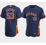 Nike Men's Houston Astros #53 Cristian Javier Navy Flex Base Stitched Baseball Jersey