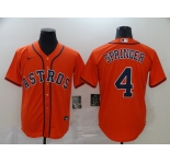 Nike Men's Majestic Houston Astros #4 George Springer Authentic Cool Base Orange Alternate Baseball Jersey
