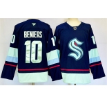 Men's Seattle Kraken #10 Matty Beniers Navy 2024-25 Home Stitched Hockey Jersey