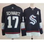 Men's Seattle Kraken #17 Jaden Schwartz Navy Blue Adidas Stitched NHL Jersey