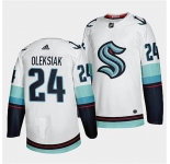 Men's Seattle Kraken #24 Jamie Oleksiak Away White Jersey
