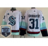 Men's Seattle Kraken #31 Philipp Grubauer White 2021-22 Season Inaugural Authentic Jersey