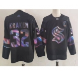 Men's Seattle Kraken #32 Kraken Black Iridescent Holographic Authentic Jersey