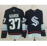 Men's Seattle Kraken #37 Yanni Gourde Navy Blue Adidas Stitched NHL Jersey