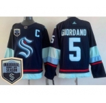 Men's Seattle Kraken #5 Mark Giordano Navy 2021-22 Season Inaugural Authentic Jersey