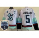 Men's Seattle Kraken #5 Mark Giordano White 2021-22 Season Inaugural Authentic Jersey