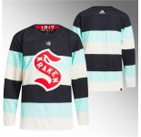 Men's Seattle Kraken Blank Deep Sea Blue 2024 Winter Classic Primegreen Stitched Jersey