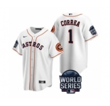 Men's Houston Astros #1 Carlos Correa 2021 White World Series Cool Base Stitched Baseball Jersey