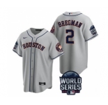 Men's Houston Astros #2 Alex Bregman 2021 Gray World Series Cool Base Stitched Baseball Jersey